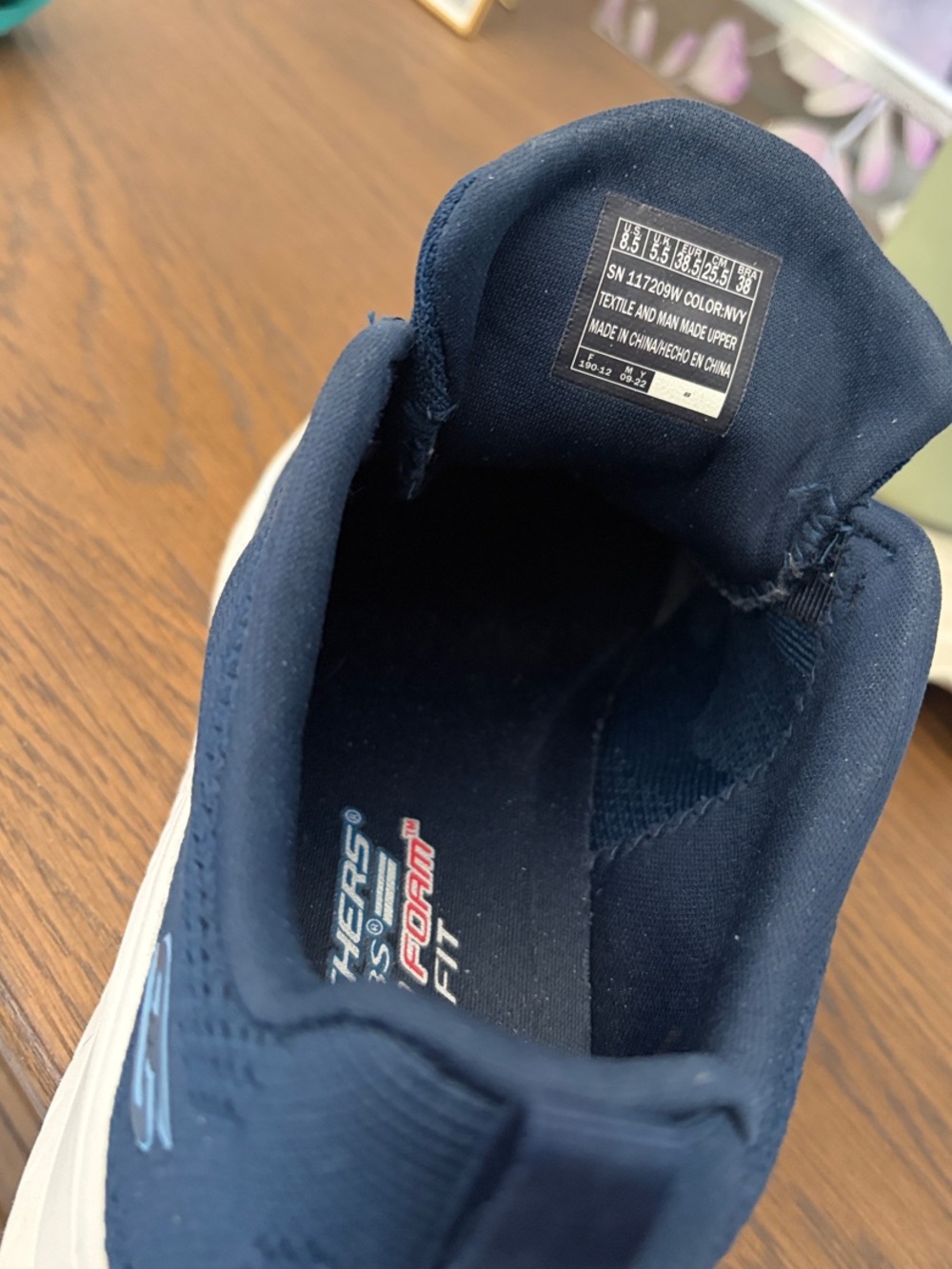Skechers Navy Blue and White Slip-On Athletic Shoes - Picture 2 of 4